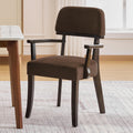 adochr Modern Wood Dining Chairs with Arms, Velvet Upholstered Kitchen Chairs with Open Curved Backrest & Hardwood Legs, Accent Chairs 350 LBS Capacity, Brown