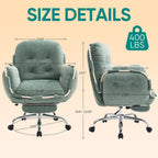 Criss Cross Office Chair with Foot Rest and Flip Armrests for Pets | Cross Legged Office Chairs for Women Reclining Desk Chair Comfy Vanity Chair with Back and Wheels for Home Office Green
