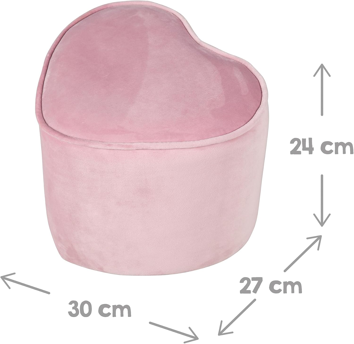 roba Children's Bean Bag Heart Lil Sofa - Velvet Covered - with Storage - Multifunction - Children's Furniture - for The Nursery - from 18 Months - Pink
