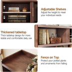 ONBRILL 44" Sideboard Buffet Cabinet with Outlet & 2 Open Storage Spaces, Fluted Sideboard Cabinet with Sliding Door & Adjustable Shelves, Mid-Century Accent Coffee Bar Console Table with Wooden Feet