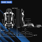 PC Gaming Chair Ergonomic Racing Office Chair Video Game Chair, Massage Function Lumbar Support with Arms Footrest & Headrest Nice Chic Desk Chair, Adjustable Home Office Chair - White