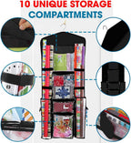 ProPik Hanging Double Sided Wrapping Paper Storage Organizer With Multiple Pockets Organize Your Gift Wrap, Gift Bags Bows Ribbons 40"X17" Fits 40 Inch Rolls Clear PVC Bag (Black)