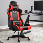 Gaming Chair Office Chair Ergonomic PC Computer Chair Reclining Racing Chair with Headrest and Lumbar Support Gaming Chair for Adults Men Women Teens Desk Chair (Black+red)