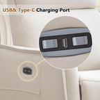 HAOMARKETS Electric Swivel Rocker Recliner Chair, Power Faux Leather Glider Rocking Recliners for Adults,360° Swivel Nursery Reclining Sofa with USB Charging Port, White