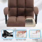 Erogonomic Reclining Office Chair with Footrest, High Back Fabric Cute Comfortable Recliner Office Desk Chair with Leg Foot Rest for Women,Brown