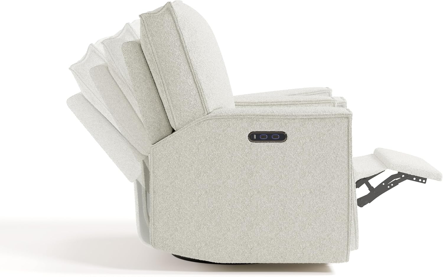 Storkcraft Texas Nursery Power Recliner Swivel Glider – Oeko-TEX 100 Certified, Nursery Rocking Chair with Push-Button Electronic Recline Function, USB-A and USB-C Charging Ports (Ivory Boucle)
