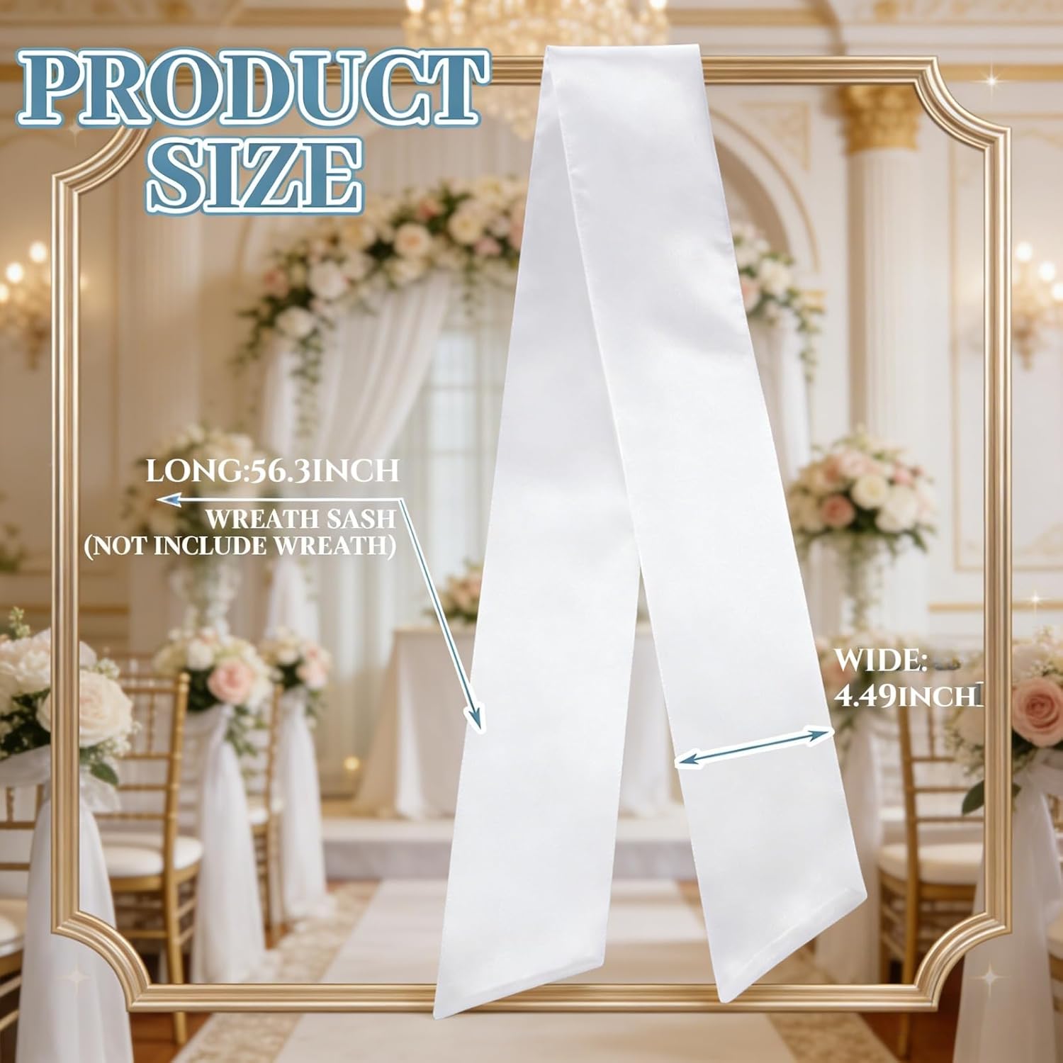 Dream Loom Wreath Sash for Front Door, 12pcs White Wreath Sash Garland Ribbon Accessories for Xmas Party Yard Doorway Indoor Outdoor Wall Wedding Decor