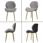 Set of 2 Soft Teddy Velvet Dining Chairs with Shell-Shaped Back, Stable Metal Legs, Easy Assembly | Perfect for Kitchen, Living Room, Restaurant, Cafe (Grey)