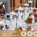 White Vase Filler for Floating Candles, 94ft Cuttable Faux Pearl Beads Strings Filler Cylinder Vases Centerpiece Table Decorations for Floating Effects, Wedding, Dining, Party, Celebration