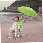 Kids Beach Chair with Umbrella Foldable & Detachable Beach Chair with Canopy, Lightweight and Sturdy Outdoor Seat for Camping, Travel, Lawn, Green, Chairs