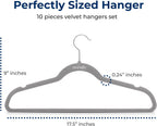 SereneLife Velvet Hangers – 10 Pack, Slim & Space Saving for Closets | Soft velvet grip prevents slipping on silk, satin & knitwear – 360° swivel hook fits all standard closet rods