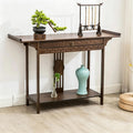 Altar Table Personal Meditation Shrine,with Storage Pooja Cabinet Altar Supplies,Retro Chinese Style Pooja Mandir,for Pooja and Incense Tribute Walnut 31.5 x 15.7 x 31.5in