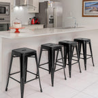 HCY 24 Inches Metal Bar Stools Set of 4 High Backless IndoorOutdoor Counter Height Barstools Stackable Metal Chairs Home Kitchen Dining Stool Backless Patio Bar Chair（Black） 16 16 24