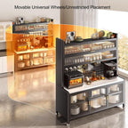 Kitchen Pantry Storage Cabinet, Modern Hutch with Storage Drawers, Coffee Bar Workstation, Farmhouse Pantry Cabinet, for Kitchen, Bedroom, Dining Room, Office(White,152x90cm/59.8x35.4in)