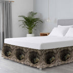 3D Optical Illusion Bed Skirt Full/Queen Size Bed Skirting 16 Inch Drop Adjustable Elastic Dust Ruffles Wrap Around Bedskirt Pleated Nature Dinosaur Stones Brown Bedding Frame Cover for Dorm