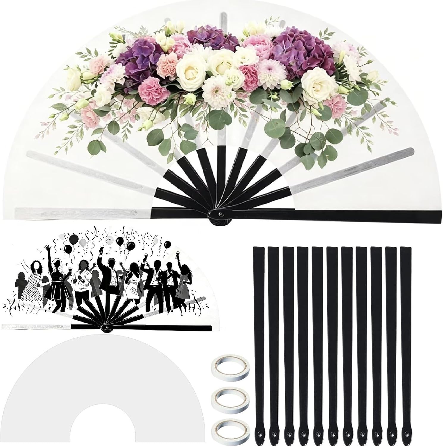 YumSur 20 Sets Sublimation Folding Clap Fan Blanks White Polyester Sublimation Fan Bulk DIY Heat Transfer Printing Fans for Line Dancing, Wedding, Graduation, Party