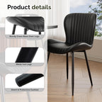 Dining Chairs Set of 4, Modern Upholstered Pu Leather Kitchen Side Chairs Dining Room Chairs Comfy Backrest, Black