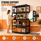 Bolt-Free 5 Tier Metal Bookshelf, 71"H Adjustable Tall Bookcase with Anti-Drop Fence, 1500LBS Heavy Duty Deep Book Shelf, Large Office Bookshelf, Modern Storage Shelves for Bedroom, LivingRoom, Garage