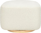Babyletto Kiwi Gliding Ottoman in Cream Shearling with Light Wood Base, Greenguard Gold and CertiPUR-US Certified