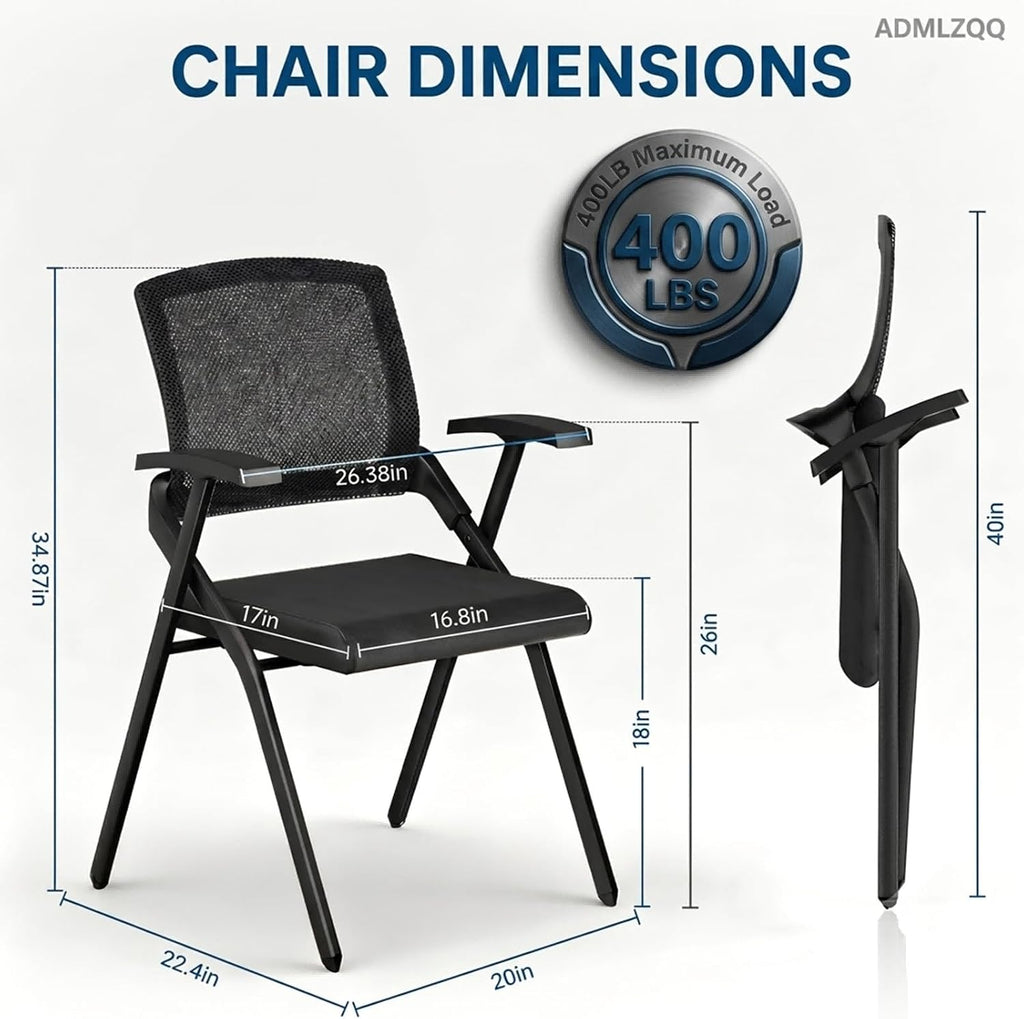 ADMLZQQ [12 Pack ] Folding Office Chair with Mesh Back, Heavy Duty Conference Room Chairs with Armres, Comfy Foldable Chair with Padded Cushion for Guest & Reception,Meeting,Classroom Training Chairs