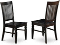 East West Furniture WEC-BLK-W Weston Dining Chairs - Slat Back Wood Seat Kitchen Chairs, Set of 2, Black