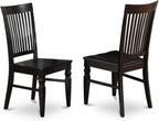 East West Furniture WEC-BLK-W Weston Dining Chairs - Slat Back Wood Seat Kitchen Chairs, Set of 2, Black