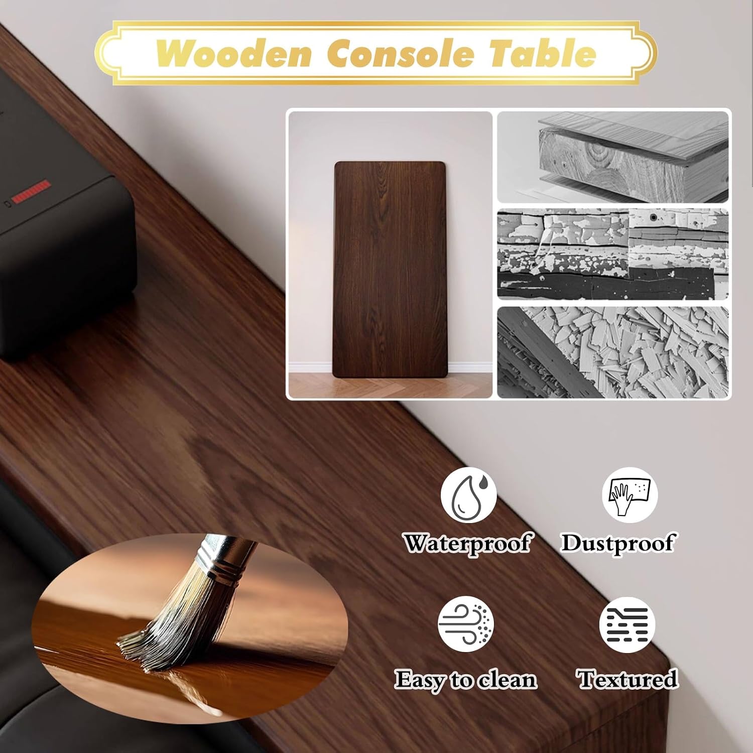 Brown Behind Couch Sofa Tables Narrow Long Skinny, Compact Small Side Table with Storage, Rectangular Entryway Table for Entrance/Apartment/Hallway(W 10cm/4in,L 120cm/47in)