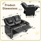 AVAWING Kids Recliner Chair, Double PU Leather Kids Loveseat w/Cup Holder, Lounge Sofa Chair w/Adjustable Footrest & Headrest for Boys Girls 3+ Age Group, Black