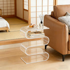 S-Shaped End Table, Clear Acrylic Nightstand, Multipurpose Side Table for Bedrooms, Living Rooms, Balconies, Bookstores