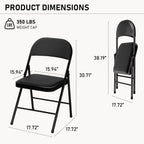 10 Pack Folding Chair, Black Folding Chairs with Cushion Portable Stackable Commercial Seat with Steel Frame, Padded Folding Chairs for Party Birtyday Wedding Indoor Outdoor Chairs