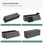SONGMICS Mazie Collection - 43 Inches Ottoman Storage Bench, 35 Gal. Folding Chest with Breathable Linen-Look Fabric, Load up to 660 lb, for Entryway, Living Room, Bedroom, Dark Gray ULSF077G04