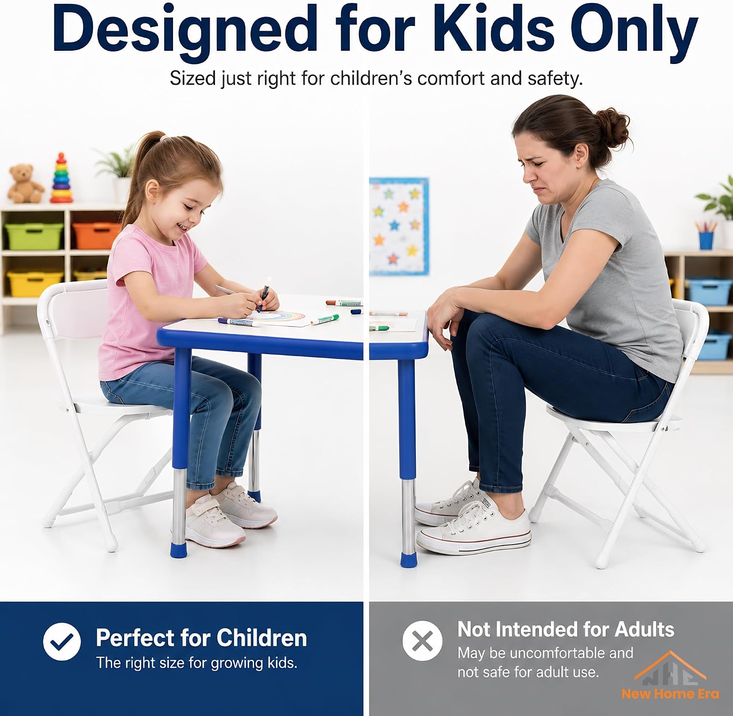 Timmy Kids Plastic Folding Chair, White Kids Chair with Steel Frame, Portable Foldable Child Chair for Classroom, Daycare, Parties & Events, 220 lb Capacity (White, Pack of 10)