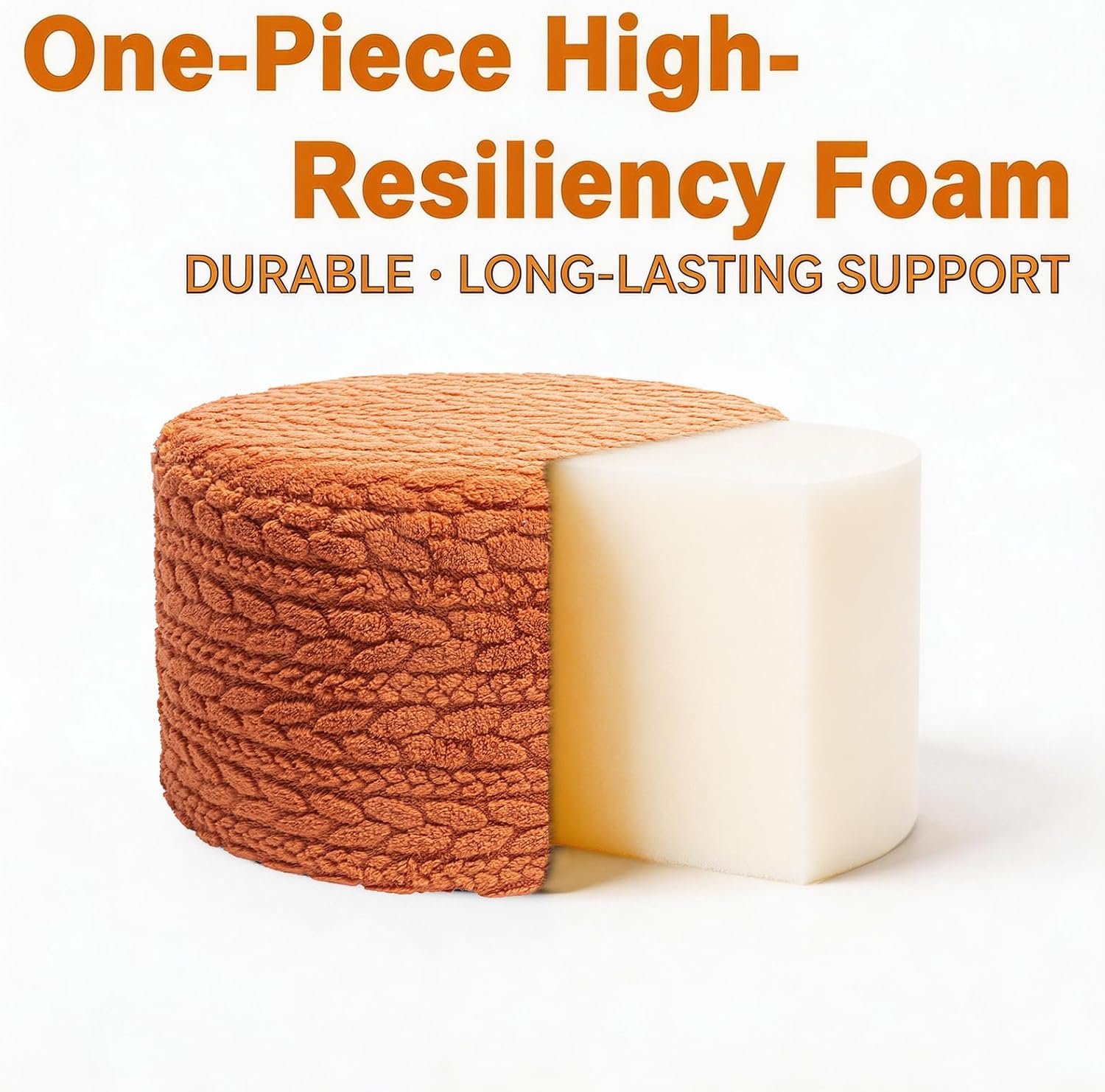 Round Pouf Ottoman 20 x 20 x 14 Inches Boho Poof Home Decor Floor Pouffe Ottoman Foot Rest for Couch Sofa Bean Bag Chairs Living Room Bedroom (Burnt Orange)
