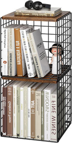 Dmevkic 2 Cube DIY Stackable Small Bookcase,Bookshelf for Small Spaces,Cube Storage Organizer for Living Room, Bedroom, Home Office,12.2" x 12.2" x 12.2"