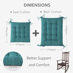 ELFJOY Rocking Chair Cushion Large Rocking Chair Pads with Ties Premium Linen High Back and Seat Cushion 2 Piece Set Linen Retro Blue