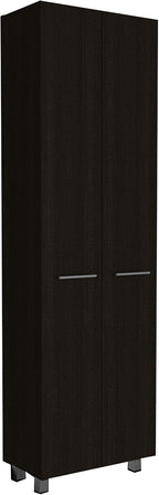 23.6" D*14.5" W*78.7" H Freestanding Kitchen Pantry with 4 Shelves, Double Door, Rectangular Storage Cabinet, Traditional, for Living Room, Dining Room, Black