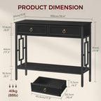 MAHANCRIS Console Table with 2 Drawers, Entryway Table with Storage Shelf, Entrance Accent Tables, 2-Tier Narrow Hallway Table, Behind Couch Table, for Entryway, Living Room, Hallway, Black CTBK6101