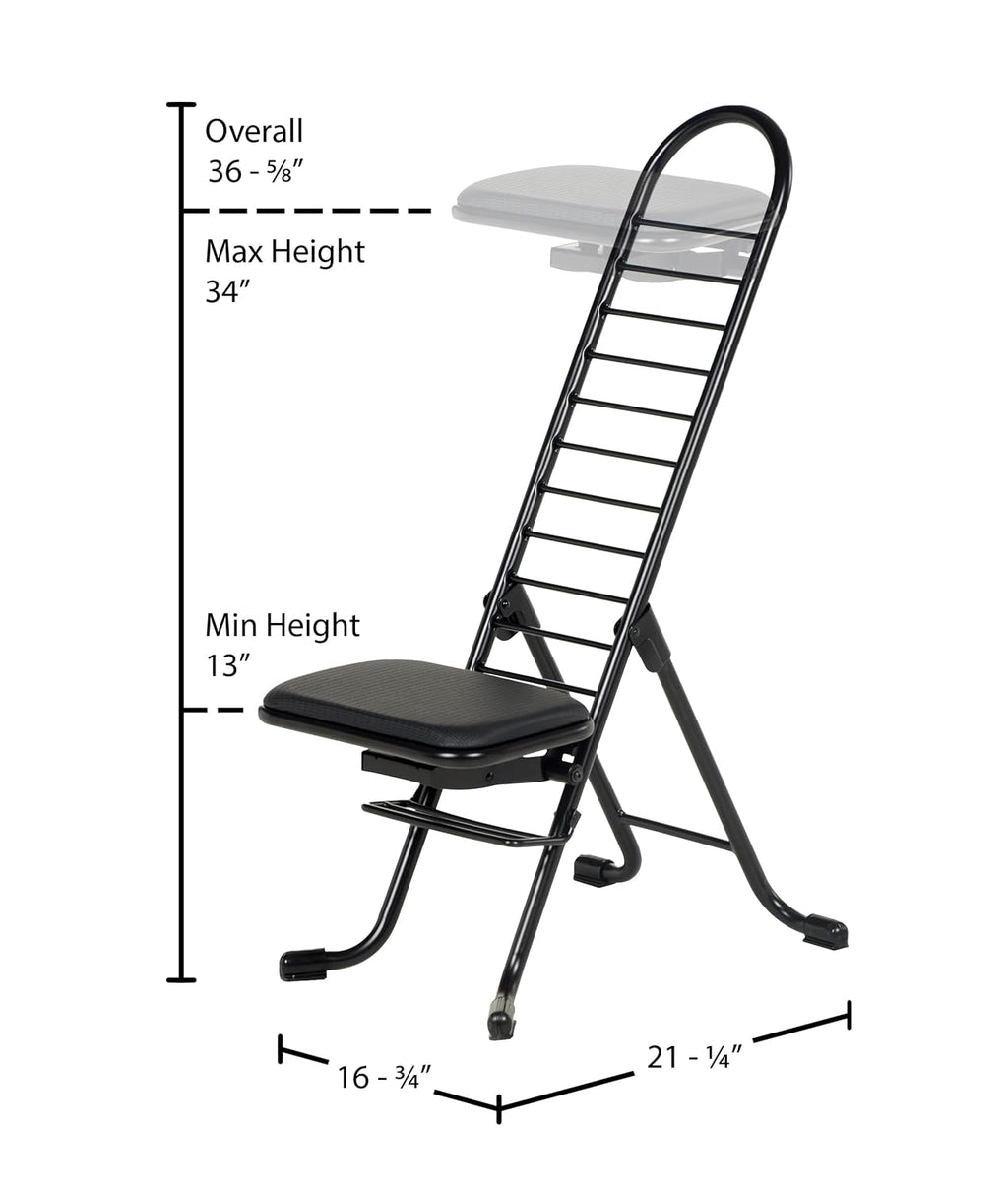 Vestil CPRO-600 Steel Height Ergonomic Worker Chairs 13 In. to 34 In. 220 Lb. Capacity Black