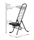 Vestil CPRO-600 Steel Height Ergonomic Worker Chairs 13 In. to 34 In. 220 Lb. Capacity Black