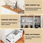 Buffet Cabinet with Storage, 47.5” Modern Sideboard with 3 Doors & 2 Drawers, Credenza for Living Room, Wooden Coffee Bar Cabinet with Removable Shelf for Kitchen Dining, White