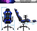 Gaming Chair, Height Adjustable Swivel Rolling Chair with Headrest Footrest and Massage Lumbar Support, PU High Back Ergonomic PC Chair for Office or Gaming, Office Gaming Chair