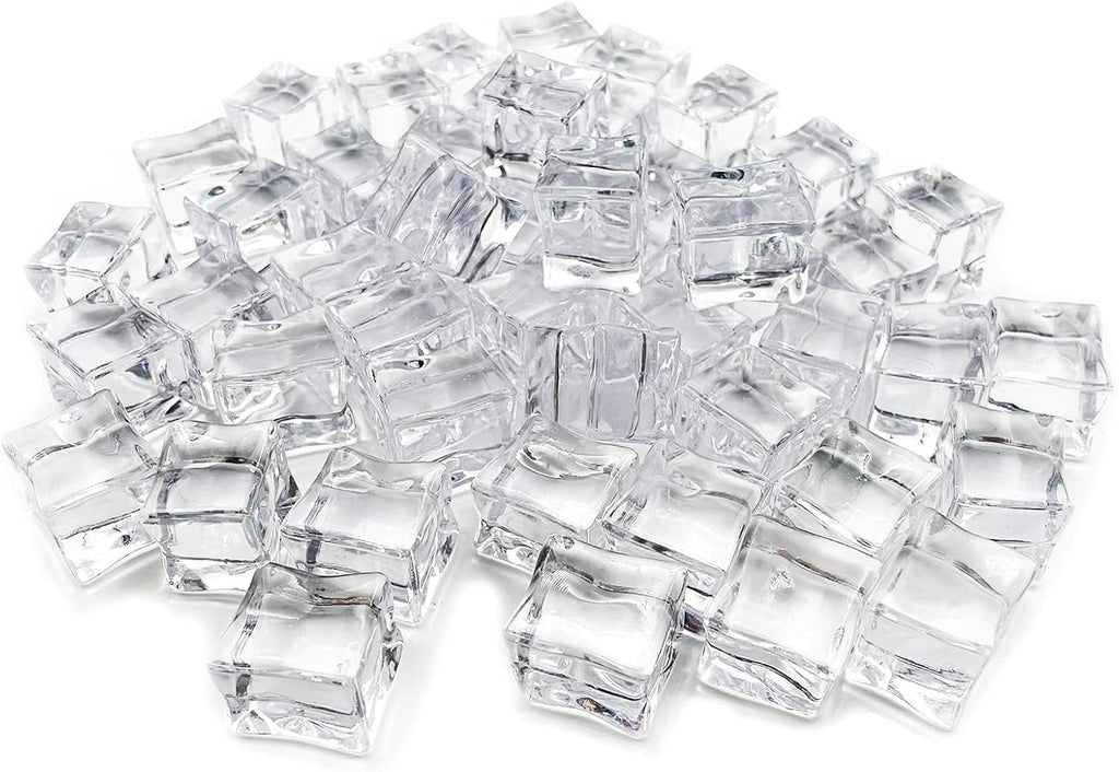 Fake Ice, Clear Fake Ice Cubes Acrylic, 17 mm 100 PCS Acrylic Decorative Ice Cubes for Photography Accessories Props Decoration Vase Fillers