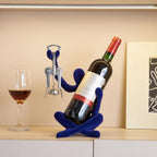 Thinker Statue Wine Rack, Modern Rack for Kitchen Table Decor, Single Wine Bottle Holder Countertop for Bar, Small Bottle Holder Rack (Navy)