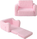 Toddler Couch 2-in-1 Flip Open Convertible Sherpa Kids Sofa Chair, Pink | LUXURY SHERPA COUCH | KIDS SOFA CHAIR | REMOVABLE MACHINE WASHABLE COVER