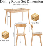 5-Piece Solid Wood Dining Table and Chairs Set for 4, Modern Wood Kitchen Table Set Kitchen Table with 4 Wooden Dining Chairs Set for Small Space