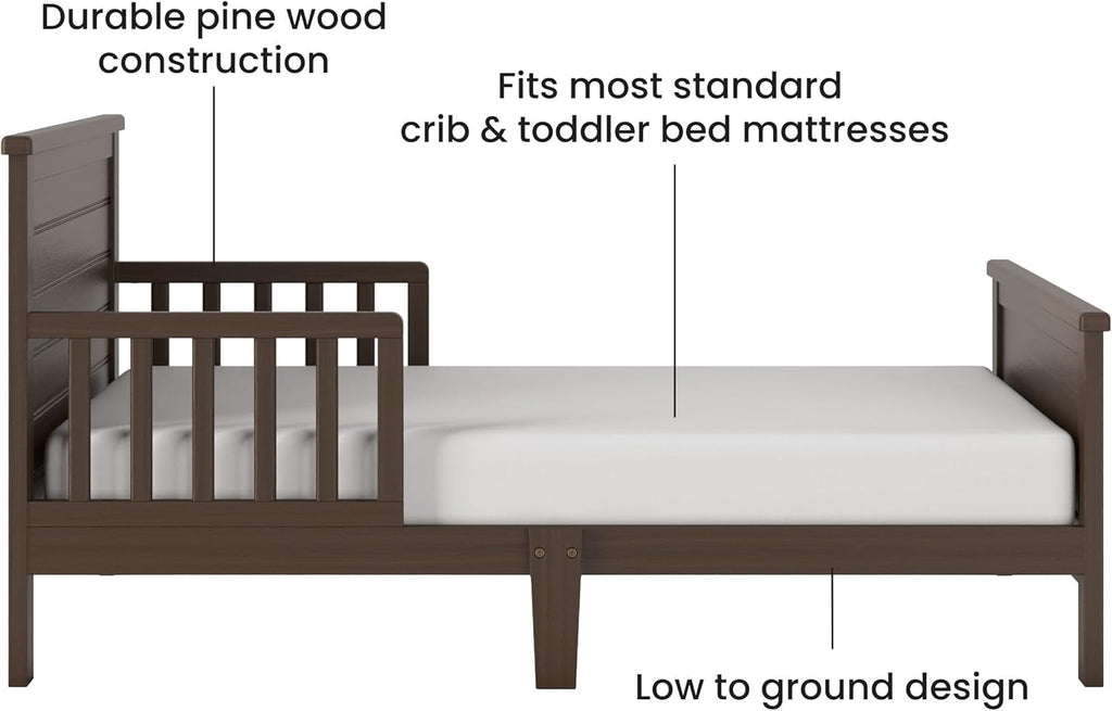 Child Craft Woodland Toddler Bed and Nightstand Bedroom Furniture Set, 2 Piece, Low to Ground Design (Brushed Truffle)