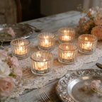 Clear Tea Light Candle Holders Set of 12, 5cm x 3.5cm Glass Tea Light Holders for Table Centerpiece, Mini Votive Candle Holders for Weddings, Birthday Parties, Home Decor, Table Decor