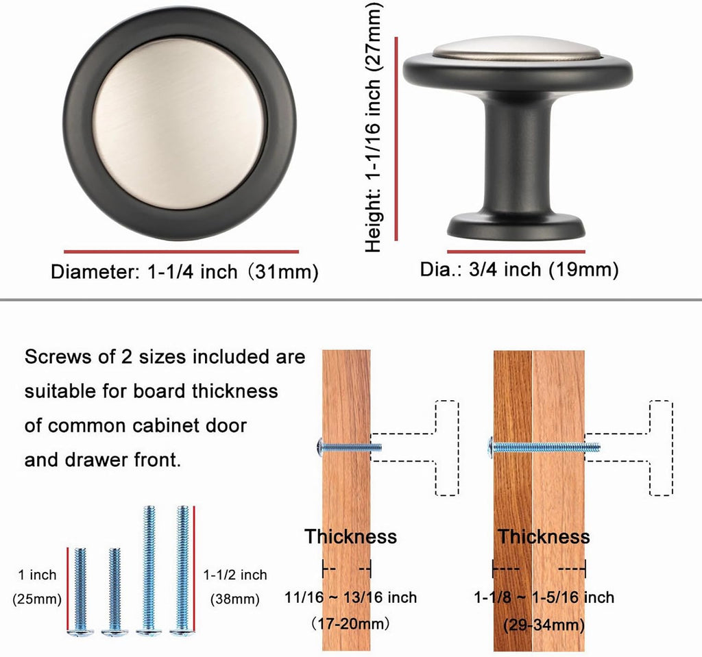 KOOFIZO 30 Pack Gold and Nickel Kitchen Cabinet Knobs Brushed Gold and Silver Drawer Knobs 1960 Round Single Hole Cabinet Pulls for Cabinets Drawers Dresser Cupboard Bedroom Bathroom