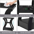 ZENY End Tables Set of 2 with Charging Station, Side Table with USB Ports and Outlets, 3 Tier Nightstand with Storage Shelf for Living Room, Bedroom, Black