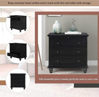 28'' Painted Nightstand with Pull Out Tray, Bedside Cabinet with 3 Drawers, Sofa Side Table with Rubber Legs and Metal Handle for Bedroom Sofa Couch Office